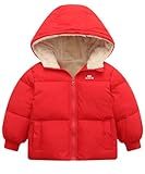 kids4ever Baby Mädchen Jacke Warmer Wintermantel mit Kapuze Verdickte Winddichter Mantel Kinder Schneeanzug Kapuzenmantel mit zwei Taschen Rot 18-24 Monate