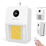 GuKKK 1500W Mini Keramik Heizlüfter, Kleine Elektroheizung Badezimmer mit Fernbedienung,3 Modi, LC-Display,Timer,Überhitzungs und Kippschutz, Wandmontierbar Heizung Elektrisch für Bad,Elektrokamin