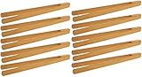 teemando® 10 X Grillzange aus edlem Kirsch-Holz, 30 cm, für Bratwurst, Steaks & Gemüse