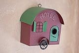 Posiwio Nistkasten Wohnwagen Hotel, Vogelhaus rot/grün zum Aufhängen, Nisthaus Vögel