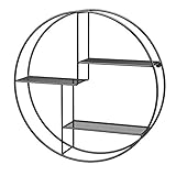 SONGMICS Wandregal aus Metall, rundes Schweberegal mit 3 Gitterablagen, mit 2 Schrauben, 55 x 12 cm (Ø x B), für Wohnzimmer und Flur, Industrie-Design, schwarz LFS01BK