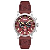 AVI-8 Hawker Hurricane Herren-Chronograph, Airfix-Edition, 43,5 mm, mit Lederband, AV-AIRFIX, Hazard Red