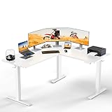 ErGear Elektrisch Höhenverstellbarer Schreibtisch L Form 160 x 140cm, L Förmiger Schreibtisch mit Einzelmotor, Eckschreibtisch Höhenverstellbar mit 4-Memory-Steuerung