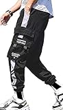 Streetwear Hip-Hop-Hose, Cargohose, Jogger, lässig, aktiv, Sport, Sweatpants für Männer, Paare, Frauen, Unisex, Schwarz-04, Klein