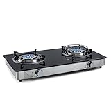 Klarstein Gaskocher 2-Flammig, 7,7kW Camping Gaskocher für Innenbereich, Edelstahl-Gaskocher für Wohnmobil, 2-Flammiger Gaskocher, Moderne Zwei Brenner Gasherde, Portabler Campingkocher