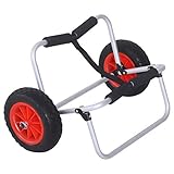 HOMCOM Kanuwagen klappbar bis 90 kg Alu Transportwagen Kajakwagen Bootswagen mit Gurt Räder gepolstert Surfwagen Kanuwagen Bootstrailer Trolley für Surfbrett Board Schlauchboot