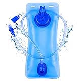 Generic 2 Liter Trinkblase, Wasserblase Sport Wasser Blasen mit Schlauch Beissventil Hydration Bladder mit Schutzkappe Trinksystem für Outdoor Camping Klettern - Blau