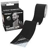 Kintex Kinesiologie-Tape Classic - selbstklebend, elastisch, wasserfest und antiallergisch - Sport- und Kinesiotape zum Einsatz bei Sportverletzungen - Schwarz - 5 cm x 5 m