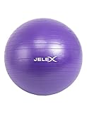 JELEX Fitness Yogaball, Gymnastikball mit 65 cm Durchmesser, inkl. Luftpumpe. Für Gleichgewichtstraining und zur Stärkung von Rücken, Rumpf und Bauch. Unisex. In Schwarz, Lila und Blau (Lila)