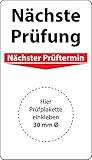 Grundplakette Nächste Prüfung, 100 Stück, 70 x 40 mm, Vinylfolie, selbstklebend, Grundetikett für Prüfplaketten