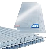 GARDEBRUK® 14x Doppelstegplatten 4mm Zuschneidbar 121x60,5cm Polycarbonat 10,3m² UV-beständig Klar Hohlkammerplatten Gewächshaus Platten Stegplatten