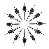 12 Stück Edelstahl Flaschenausgießer，Spirituosen-Ausgießer dosierer Weinausgießer für Wein Schnaps Olivenöl Kaffee Sirup Essig Flaschen Kunststoffkorken Öl-Ausgießer，Fit Bottle's Lip 16-21MM