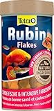 Tetra Rubin Flakes - Fischfutter in Flockenform mit natürlichen Farbverstärkern, unterstützt eine intensive Farbenpracht der Fische, 250 ml Dose