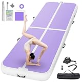 FBSPORT Airtrack Matte, 20cm Hoch Verdicken 5M Tumbling Matte,Gymnastikmatte mit Luftpumpe,Trainingsmatte mit Tragetasche,Turnmatte für Zuhause, Outdoor,Yoga