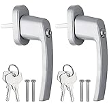 AUTOUTLET Fenstergriff Aluminium, 2 Stück abschließbar Sicherheitsfenstergriff Fensterschloss Kindersicherung mit Schloss in Stiftlänge 35mm, Gleichschließend Windows Balkontürgriff(grau)
