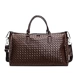 Reisetasche Leder Herren Damen Mode Weben Pu Leder Reise Duffle Totes Große Kapazität Schultertaschen Business Casual Handtasche(Brown)
