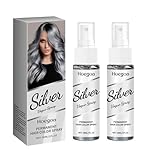 2 Artikel Haarfarbe Silber,30ml Graue Haarfarbe,Haarfarbe Grau,Sofortiges Haarfärbemittel,Pflanzliche Inhaltsstoffe,Langanhaltende Färbung,für Einzigartige und Individuelle Farbergebnisse