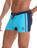 Arcweg Badehose Herren Eng Kurz Badeshorts mit Tunnelzug Schwimmhose Wassersport Kurze Hose UV Schutz Jungen Schwimmwear Schulschwimmen (Blau, M)