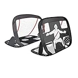 VOUNOT Fußballtor für Kinder 2er Set, Klappbares 2 in 1 Pop Up Tor, für Garten, Indoor, Outdoor (120 x 80 cm)