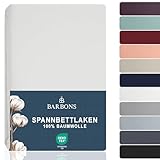 BARBONS Spannbettlaken 90x200cm - Spannbetttuch für Dicke Matratzen bis zu 27 cm 100% Baumwolle Oeko-TEX Zertifiziert Bettlaken Jersey Bettware Bettbezug für Boxspringbett - Weiss 90 x 200