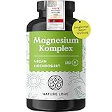 NATURE LOVE® Magnesium Komplex - 180 Kapseln - 400mg elementares Magnesium je Tagesdosis - Magnesiumcitrat, Magnesiumoxid, Magnesiumbisglycinat, Magnesiummalat, Magnesiumscorbat - Vegan, hochdosiert