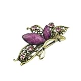Ruilogod Frauen Lila Strass Blume Akzent Geschnitzte Alligator Haarspange