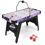 COSTWAY Airhockey Tisch mit LED-Digitalanzeige, Air Hockey Spieltisch elektrisch mit 12V Motor, Tischhockey inkl. 2 Schläger & 2 Pucks, Lufthockey Speedhockey für Zuhause, Spielzimmer & Büro