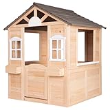 ONVAYA® Kinderspielhaus aus Holz ǀ mit Tür und Fenster ǀ Spielhaus aus Echtholz ǀ für DIY-Streichprojekte ǀ einfacher Aufbau ǀ Gartenhaus für Kinder