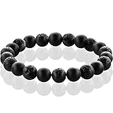 FABACH Spirituals™ Chakra Perlenarmband mit 8mm Lavastein-Perlen und Onyx-Natursteinen (schwarz) - Yoga Armband aus 21 Heilsteinen - Energiearmband für Damen und Herren