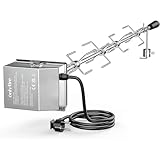 Onlyfire Universal Grillspieß Set, 120 cm inkl. 4X Fleischnadeln und Edelstahl Motor, 220V - 240V, Drehspieß, Rotisserie, Drehspiess