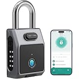 Fingerabdruck Schloss Zahlenschloss, [3 in 1] Großes Smart Vorhängeschloss mit APP/Fingerabdruck/Passwort Entriegelung, aus Hochfester Legierter Stahl, Aufladung, für Tür, Garage, Werkzeugräume