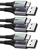 INIU USB C Kabel, [3 Stück 2m+2m+0,5m] 3.1A Ladekabel USB C Nylon Geflochten Schnellladekabel, USB auf USB C Kabel für Samsung S24 S23 Ultra iPhone 16 15 14 Pro Max Pixel 7 iPad Pro MacBook Air usw