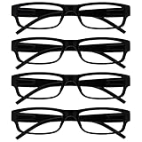 The Reading Glasses CompanyDie Lesebrille Unternehmen Schwarz Leicht Komfortables Leser Wert 4er-Pack Designer Stil Herren Frauen UVR4PK032 +2,00