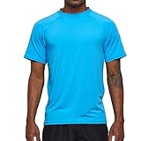 Arcweg Rashguard Herren Kurzarm Shirt UV Schutz T-Shirt Elastisch Schnelltrocknend Sun Shirt UPF 50 Tops Funktionsshirt Fitness Shirt Rash Vest zum Surf Laufen Angeln Wandern M-3XL Himmelblau EU XL