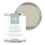 miafarben Buntlack ohne schleifen 750ml, Möbelfarbe, Möbellack für Holz, Metall, Kunststoff (Feine Mandelcreme)