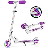 BELEEV Roller Kinder 2 Räder, Klappbar Kinderroller für Mädchen Jungen, Tretroller mit LED Leuchtende Räder, 3 Höhenverstellbare, Ständer, Scooter for Kinder ab 3-12 Jahre