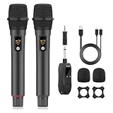 Aveek Karaoke Mikrofon Kabellos Set, 2.4GHz Kabelloses Mikrofon, 6,35/3,5mm Funk Mikrofonöffnung,Mit Aufladbarem Empfänger,Geeignet Für Karaoke-Maschinen, Hochzeiten, DJs, Partys