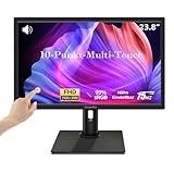 23,8 Zoll Touchscreen Monitor FHD 1920x1080P, Höhe/Drehung/Schwenk/Neigung einstellbar PC Touch Bildschirm mit Lautsprechern, HDMI, VGA, Typ-B, 75Hz Computer Touch Screen Monitor, VESA, Schwarz