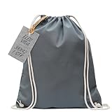 Baumwoll Turnbeutel 1 Stück 38 x 42 cm Sportbeutel - Rucksack Stofftasche Bag, Beutel, Baumwollbeutel, Jutebeutel OEKO-TEX® geprüft Stoffbeutel Damen & Herren, Kinder Gym Sack zum bemalen in Grau