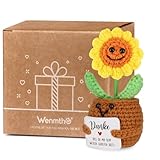 WenmthG Dankeschön Geschenke Glücksbringer Pocket Hug Positive Gehäkelte Sonnenblume für Männer Frauen Freunde Kollegen Abschied Ruhestand Weihnachts Papa Mama Oma Opa