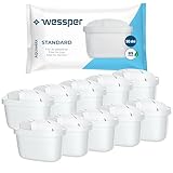 Wessper Wasserfilter Kartusche, Filter mit Aktivkohle und Lonenaustauscherharz, Wasserfilterkatuschen Kompatibel mit Brita Maxtra Wasser Kanne - 10er Pack, Weiß