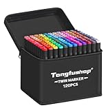 Tongfushop 120+2 Alkohol Stifte Set, 2 Sekunde Schnell Trocknende Alkohol Marker Set, Doppelseitige Marker Stifte Filzstifte mit Anti-Seepage Abstandshaltern für Malerei, Zeichnung, Design, Manga