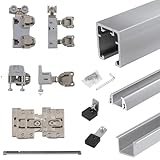 schiebetürbeschlag Bifold-Scheunentor-Hardware-Kit, verdeckte Schiebe-Falttürschiene aus Aluminiumlegierung, robuste Schranktürschiene mit Soft-Close-Funktion(72in/182.88cm 2-fold 4 doors)