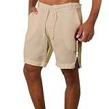 Strandshorts für Herren, UK-Seitenschlitze, Urlaubs-Shorts mit Tasche, Sommer-Lounge-Shorts, einfarbig, halbe Hose mit Kordelzug, Jogger, kurz, atmungsaktiv, leicht, Shorts für Outdoor-Sport, Größe