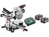 Metabo KGS 18 LTX BL 254 AkkuKappsäge (18V 1x4Ah Li-Power Ladegerät ASC 55 Karton mit Zugfunktion, robuste Bauweise) 614254920