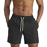 EDOTON Herren Badeshorts, schnelltrocknend wasserdicht Herren Badeshorts mit Taschen Schwimmen/Surfen/Freizeit (XL, Schwarz)