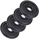 ScSPORTS® Hantelscheiben - Set, 2,5/5/7,5/10kg, Ø 30/31 mm, Gusseisen - Gewichtsscheiben, Hantelscheiben-Set, Hantelgewichte, Fitness Scheiben, Gewichte für Hantel (5 KG (4 x 1.25 kg))