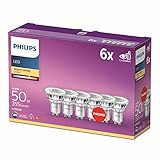 Philips LED Classic GU10 Lampen 6-er Pack (50 W), Reflektor LED Spots mit warmweißem Licht, energiesparende Lampen mit langer Nutzlebensdauer, Warmweiß