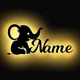 Baby Elefant Wandlampe Nachtlicht Wand Lampe Schlummerlicht mit Namen personalisiert I Batteriebetrieb