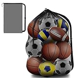 JUGUTA Extra Große Ballnetz Tasche, Große Tasche aus Netzgewebe, Tragbare Ballnetz Sports Ball Ballnetz, Mehrzweck Balltasche Netz, Ballsack mit Kordelzug und Schultergurt, Für Fußball Basketball